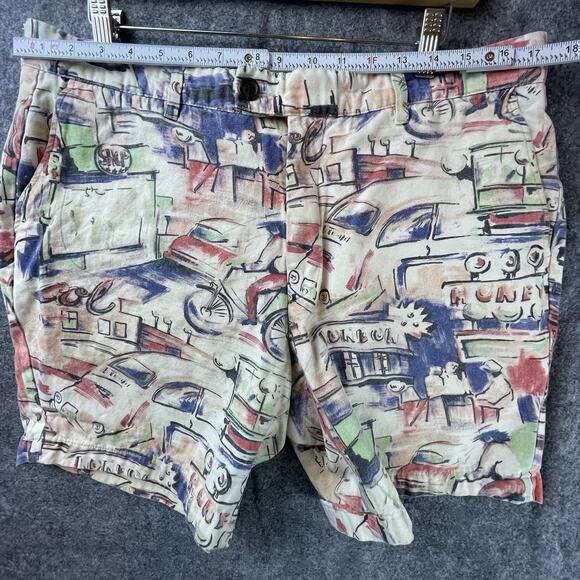 Hentsch Man Shorts Mens 36 Colorful Art Retro City Print Pastel Busy - Picture 4 of 9